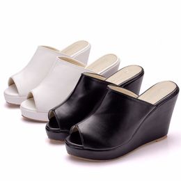 Stylish Famous Brand Women's Ladies Fashion Roman Peep Toe Large Size Platform Slipper Wedges Shoes Dropshipping Sandalen X1020