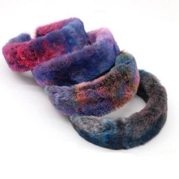 2 colors Rabbit Fur Headbands Hair Bands Rainbow Color Hairband Winter Party Jewelry Headband Christmas Gift