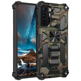 Armour Shockproof Camouflage Phone Case For Samsung S21 S21Ultra Magnetic Kickstand Cover For iPhone 12 11 Pro MAX XS XR XS MAX 8Plus
