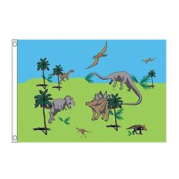 Dinosaurs Flag 3x5 feet High Quality Double Stitched High Quality Factory Directly Supply Polyester with Brass Grommets