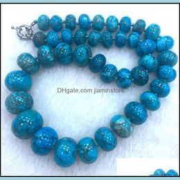 10-20mm Azurite Chrysocolla Gemstone Abacus Beads Necklace 