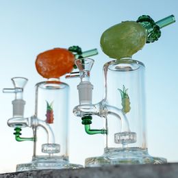 Newest Unique Glass Bongs Pineapple Fruits Shape Water Pipes 14mm Female Joint Recycler Percs Smoking Bong Bowl Dab Oil Rig Showerhead Perc