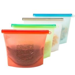 1500ML/1000ML Reusable Silicone Food Fresh Bags Food Preservation Bag Sealing Storage Container Portable Picnic Zip Bags Free