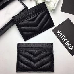 New Credit Card holder High quality luxury Designer bag Wallet Classic casual Cowhide Caviar leather Slim Card Bags for men and women gift box Black gold silver