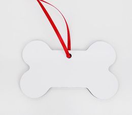 10pcs Christmas Decorations Sublimation MDF Double Dog Bone Pendant Hot Transfer Printing