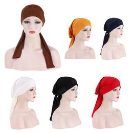 Women Muslim Hijab Cancer Chemo Hat Turban Cap Head Cover Hair Loss Head Scarf Wrap Pre-Tied Headwear Strech Bandana Accessories