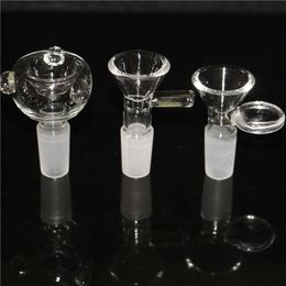 bar clear Glass Bowls 14mm 18mm Male Smoking Bowl With Handle Beautiful Slide Dabber for Bong Dab Rigs silicone nectar
