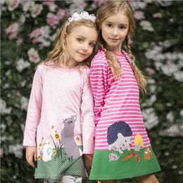 Girls Dresses Tunic Bird Applique Robe Fille Princesse Costumes Children Long Sleeve Jersey for Kids 220106