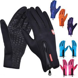 Winter Warm Man Touchscreen Gloves Ski Outdoor Waterproof Non-Slip Fishing Mittens Women Windproof Sport Riding zipper Gloves 7 Colours