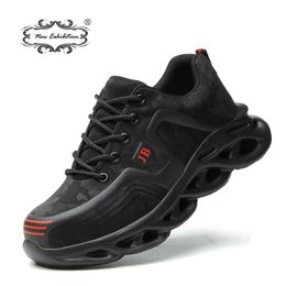 New exhibition Breathable Men's Safety Shoes Men Sneaker Indestructible Metal Steel Toe Soft Anti-piercing Ryder Work Boots Y200915