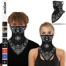 Skull Face Mask Triangular Mask Digital Printing Cycling Scarf Mens And Womens Hanging Ear Mask Outdoor Sports Headbands