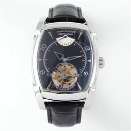 PF011254.01 Montre De Luxe mens watch 53X37.2mm PF350.01 Manual tourbillon movement crocodile leather watchband Mechanical Watches Wristwatches