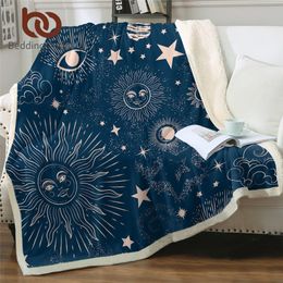 BeddingOutlet Witchcraft Throw Blanket Sun and Moon Sherpa Blanket Celestial Soft Plush Bedspreads Hippie Thin Quilt Drop Ship 201128