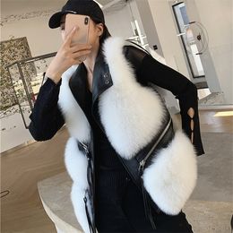 Whole Hide Fox Fur Vest Women's Short Style Thin New Style for Autumn and Winter Fur Coat Fur Vest Waistcoat 201031