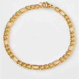 2021 Most Popular Jewellery Stainls Steel 18k Gold Figaro Chain Bracelet For women