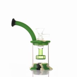 Five Colors Assemble Bong tall 15cm Easy clean hookahs Dab Rig with 4mm quartz banger small rigs glass bongs Silicone pipe