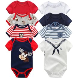 4PCS/LOT Baby Rompers Short Sleeve Cotton overalls clothing Newborn boys clothes Roupas de bebe girls jumpsuit 201027