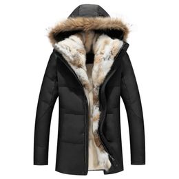 Thick Down Men Winter Jackets Mans Duck Down Coat Cashmere Wool Parka Mans Jacket Coats Rabbit Fur Hooded Parkas Outerwear New 201104