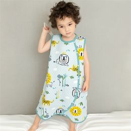 Baby Sleeping Bag Vest Cartoon Soft Infantil Spring Summer Cotton Toddler Sleep Sack Kids Slaapzak Bed Children Pyjamas Jumpsuit 220216