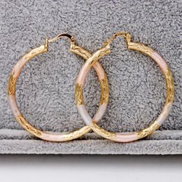 Hoop & Huggie Fashion Bohemian Big Earrings For Women's Earring Gold Filled Pink Round Circle Wedding Jewellery