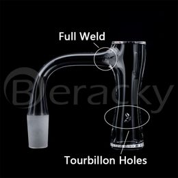 Beracky Smoking Full Weld Quartz Banger Bevelled Edge 22mmOD Hourglass Style Seamless Bangers Nails With 2pcs Tourbillon/Spinning Air Holes For Glass Bongs Dab Rigs