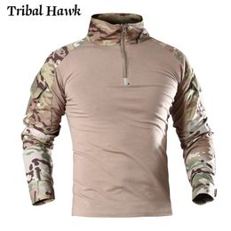 Military T-shirts Men Tactical Airsoft Camouflage T-shirts Uniform Army Combat Paintball Clothing Multicam Long Sleeve Top Tee Y200104