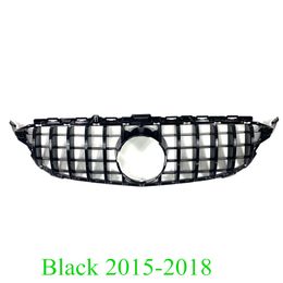 1 Piece Front Bumper Grilles For B-ENZ C CLASS W205 ABS Kidney Mesh Grille Black /Silver Car Radiator Grill