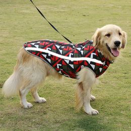 Geometric pattern Large Dog Clothes Winter Puppy Jacket Warm cotton Pet Clothing Vest Reflective Coat For Small Medium big Dogs T200710