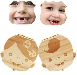 English/Spanish Kids Baby Keepsakes Wood Tooth Fairy Box Save Milk Teeth Organizer Storage Box Boys/Girls