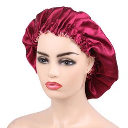 New Reversible Satin Bonnet Double Layer Adjustable Size Sleep Night Cap Head Cover Bonnets