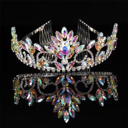 diamond barrettes UK - Hair Clips & Barrettes Princess Birthday Crown Queen Headdress Bride Flower Women Hoop Flash Diamond Jewelry Alloy Wedding Headwear