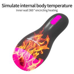 NXY Sex Masturbators Heating Vibrating Masturbation Cup Intelligent Voice Male Toy Real Silicone Pussy Massage Automatic Electronic Adult Product 220127