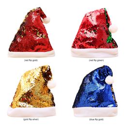 Sequins Hats 2 Side Double Colours Christmas Sequins Hat Flip Sequin Festival Decor Party Hats Adult Caps Christmas Decoration K1090