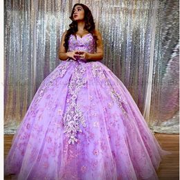 Light Purple Ball Gown Quinceanera Dresses Appliqued Beaded Sweet 16 Dress Long Formal Prom Gowns Party Wear robe de soirée 2021