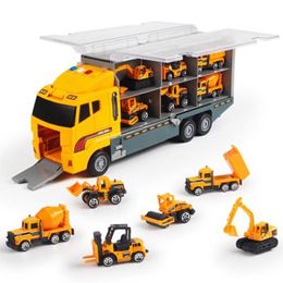 Big Truck Toy 6PCS Mini Alloy Diecast Car Model 1:64 Scale Toys Vehicles Carrier Truck Engineering Car Toys For Kids Boys LJ200930