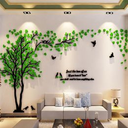 Large Size Tree Acrylic Decorative 3D Wall Sticker DIY Art TV Background Wall Poster Home Decor Bedroom Living Room Wallstickers 201106