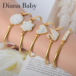 Bangle Diana Baby Jewellery Stainless Steel Bangles Cuff Bracelets Heart Flower Zircon High Quality For Women Classic Trendy Daily Wear