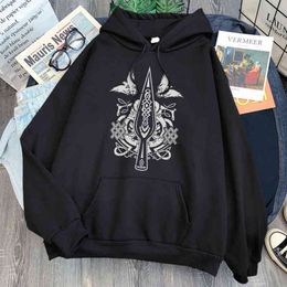 Chinese Culture Pattern Print Sweatshirts Man Long Sleeve Loose Harajuku Hooded Vintage Comfortable Hoody Hip Hop Anime Hoodies H1227