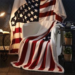 drop ship 3D Digital Printing American flag Sherpa Blanket Fleece Wearable plush Throw Blanket on Bed Sofa Thick warm Sherpa LJ201127