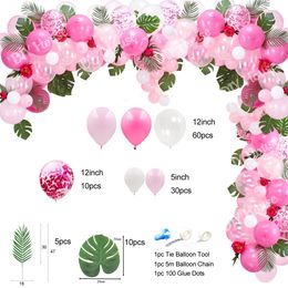 pink party theme decorations UK - 1Set Flamingo Theme Balloon Arch Pink Summer Pineapple Balls Wedding Party Decoration Happy Birthday Kids Gift DIY Home Supplies 201006