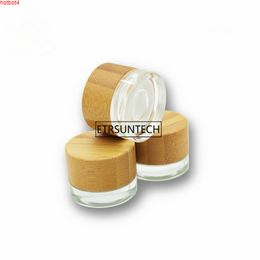 100pcs 5g Cosmetics Glass Bottle Bamboo Jar Small Mini Refillable Eye Cream F3688good qualtity