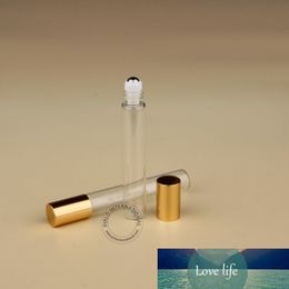 100pcs/Lot Wholesale 8ml Roll On BottleEssential Oil Refillable Perfume Container Deodorant Golden Lid Small Packaging