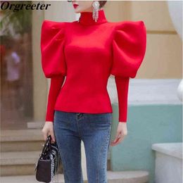 Sexy Multi Wearing Blouse Women's Long Puff Sleeve Ruched Slim Space Cotton Shirt Streetwear Female Spring Fall Fashion New H1230
