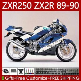 Full Bodywork Kit For KAWASAKI NINJA ZX 2R 2 White blue R R250 ZXR 250 ZX2R ZXR250 1989 1990 Body 84No.83 ZX-2R ZXR-250 89-98 ZX-R250 ZX2 R 89 90 Motorcycle Fairing