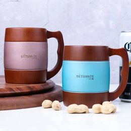 creative wooden coffee mug Colourful beer wooden mug