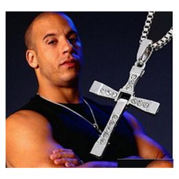 Fast And Furious Cross Necklaces Actor Toledo Diamond Charm Pendant Silver Or Gold Statement Necklace Men Jewelry Christmas Gifts 2C5Ie