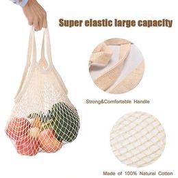 500pcs Reusable Shopping Bags Handbag Shopper Mesh Net Woven Cotton Bags String Shopping Bag Fruit Storage Bag Handbag Shopping Grocery Bags
