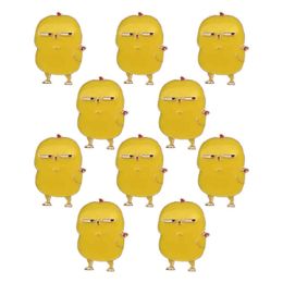 10pcs Funny Cartoon Chicken Brooch Enamel Pin Yellow Chick Badge Lapel Pins For Backpacks Jewelry Gift Scarf Buckle