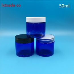 Free Shipping 50 g ml Empty Clear Blue Plastic Packaging Bottles Jars Top Grade New Style Mini Cosmetic Containers