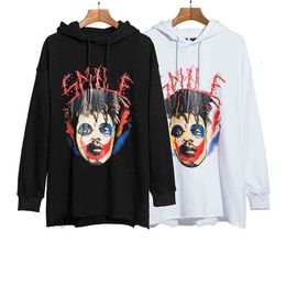 Version: Correct Trendy Clown Big v Printed Men's and Women's Hooded Terry Os Version Sweater Hoodie